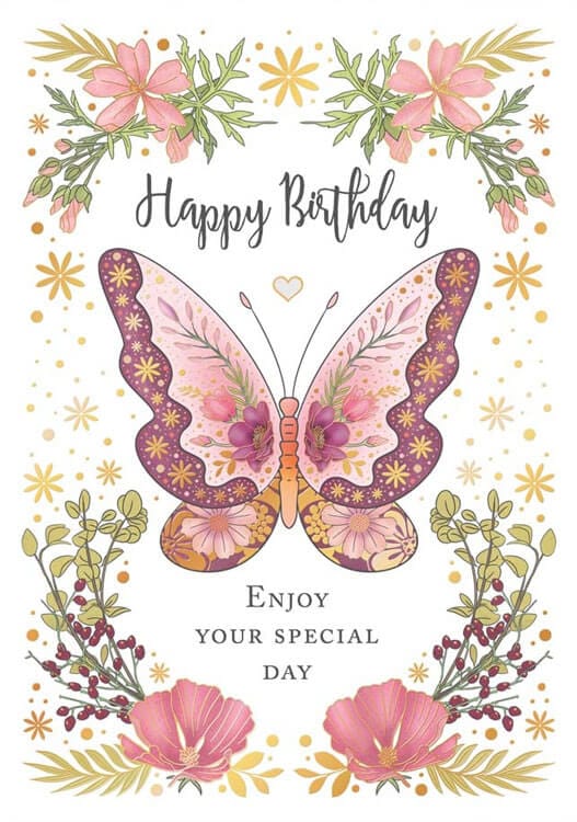 Notes & Queries Cards Butterfly Quire Birthday Greeting Card