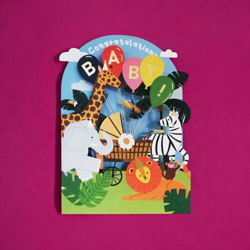 Notes & Queries Cards Diecut Animals Baby Greeting Card