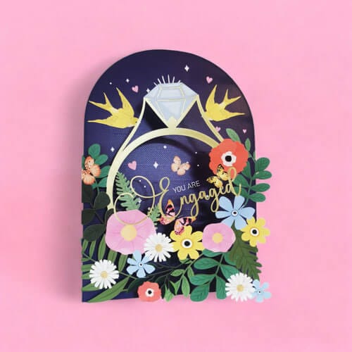 Notes & Queries Cards Diecut Ring Engagement Greeting Card