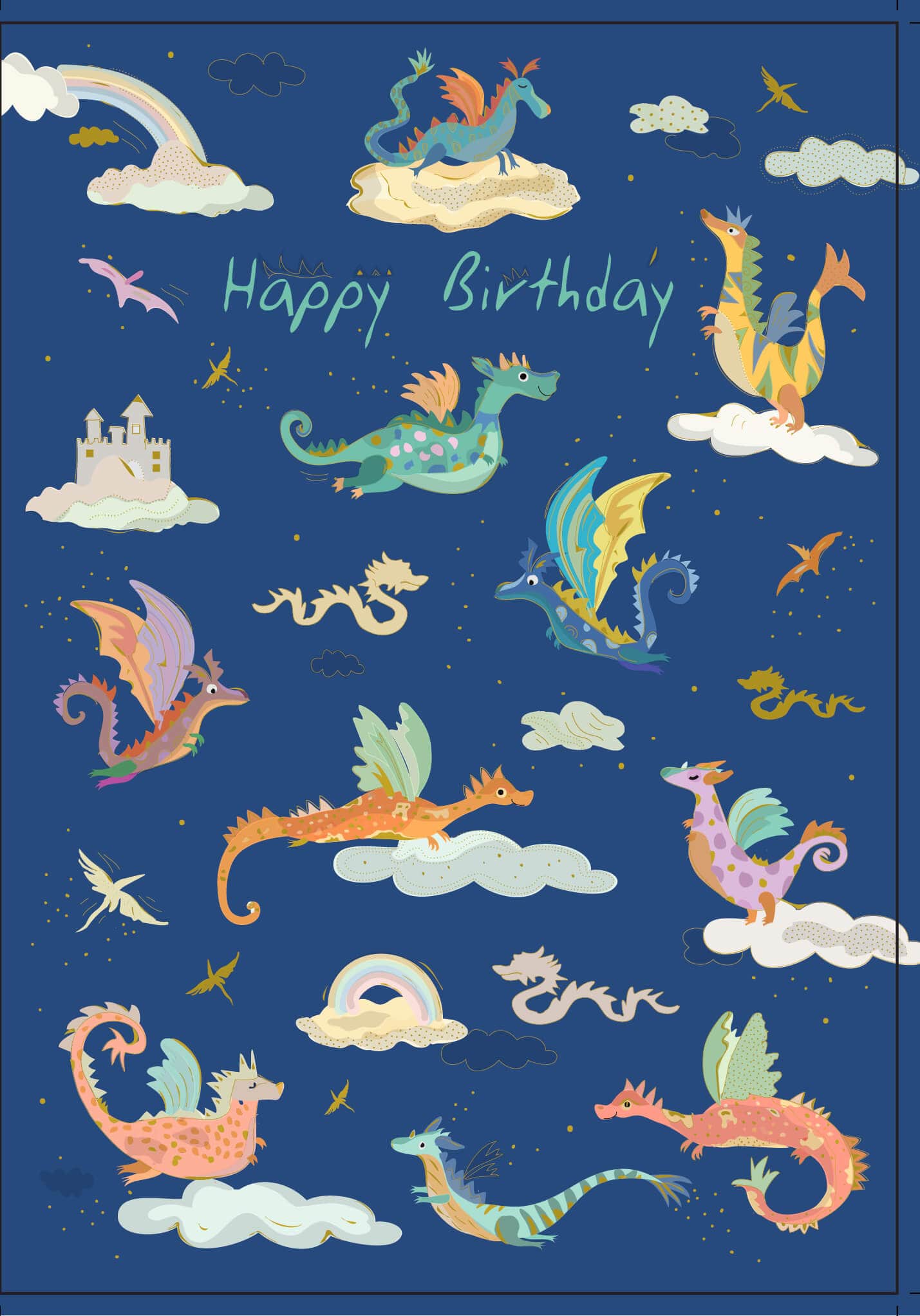 Notes & Queries Cards Dragons Birthday Greeting Card