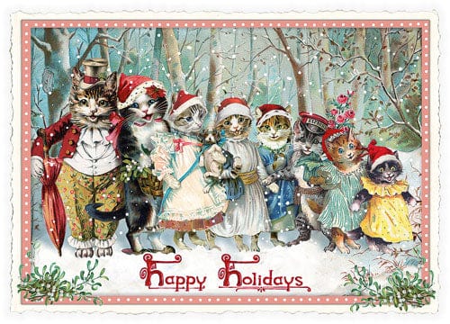 Notes & Queries Cards Holiday Cat Family Postcard