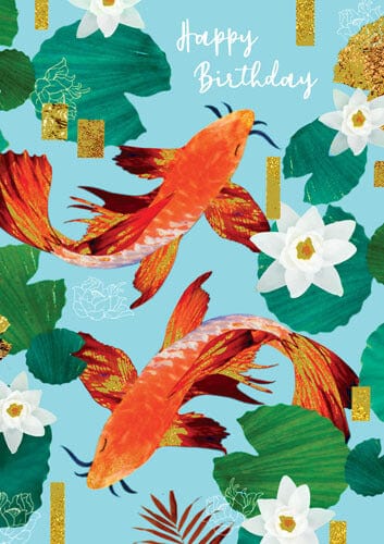 Notes & Queries Cards Koi Pond Birthday Greeting Card