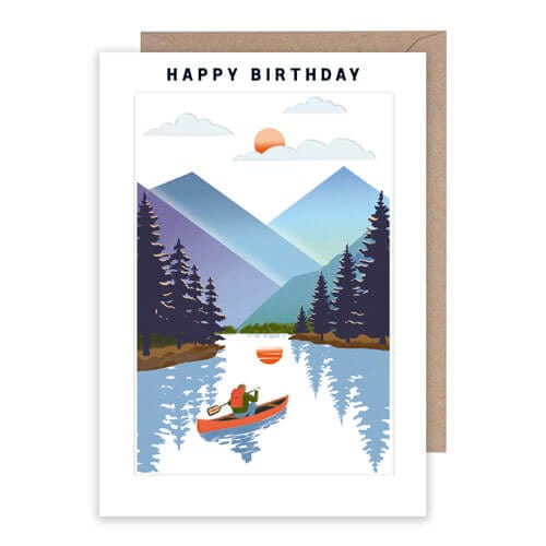 Notes & Queries Cards Lake Kayak Birthday Greeting Card