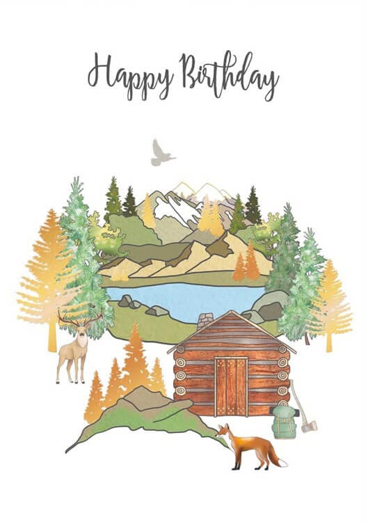 Notes & Queries Cards Log Cabin Birthday Greeting Card
