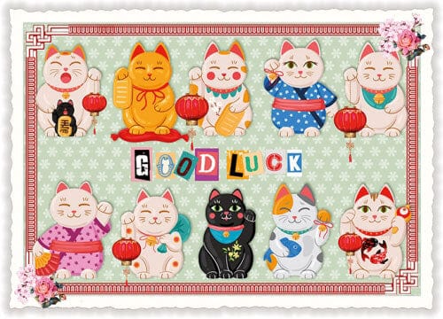 Notes & Queries Cards Lucky Cat Good Luck Postcard