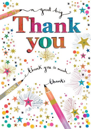 Notes & Queries Cards Pencils Stars Thank You Greeting Card