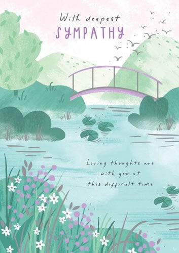Notes & Queries Cards Pond & Bridge Sympathy Greeting Card
