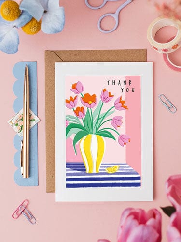 Notes & Queries Cards Vase Thank You Greeting Card