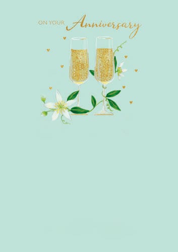 Notes & Queries Cards Wine Glasses Anniversary Greeting Card