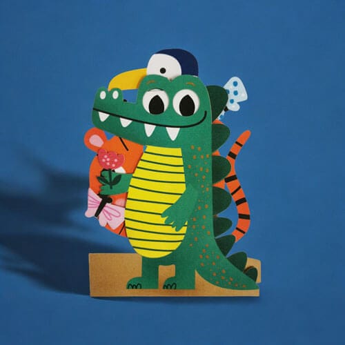 Notes & Queries Cards Wobbly Alligator Blank Greeting Card
