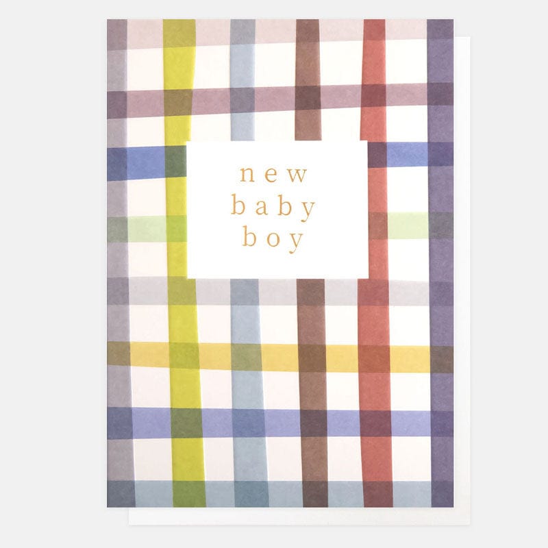 Notes & Queries Greeting Card Baby Boy Plaid Greeting Card