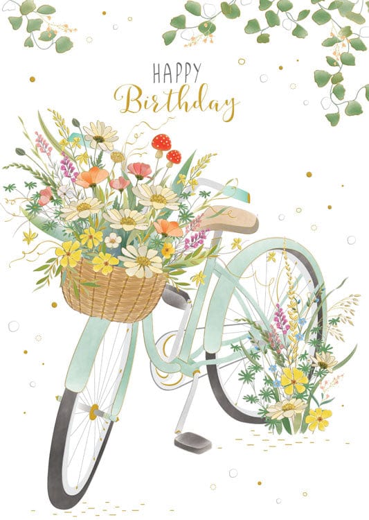 Notes & Queries Greeting Card Bike Basket Birthday Card