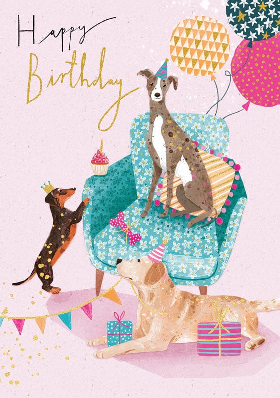 Notes & Queries Greeting Card Birthday Party Dogs Greeting Card