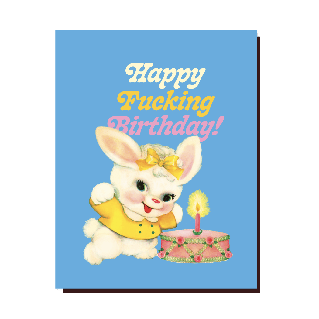 OffensiveDelightful Cards Blue Bunny Birthday Card