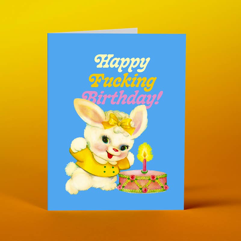 OffensiveDelightful Cards Blue Bunny Birthday Card