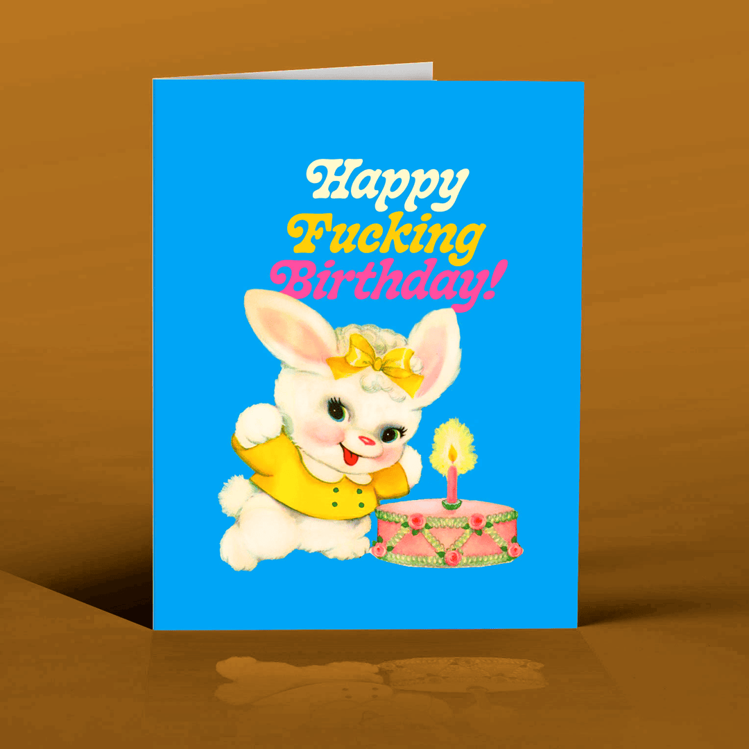 OffensiveDelightful Cards Blue Bunny Birthday Card
