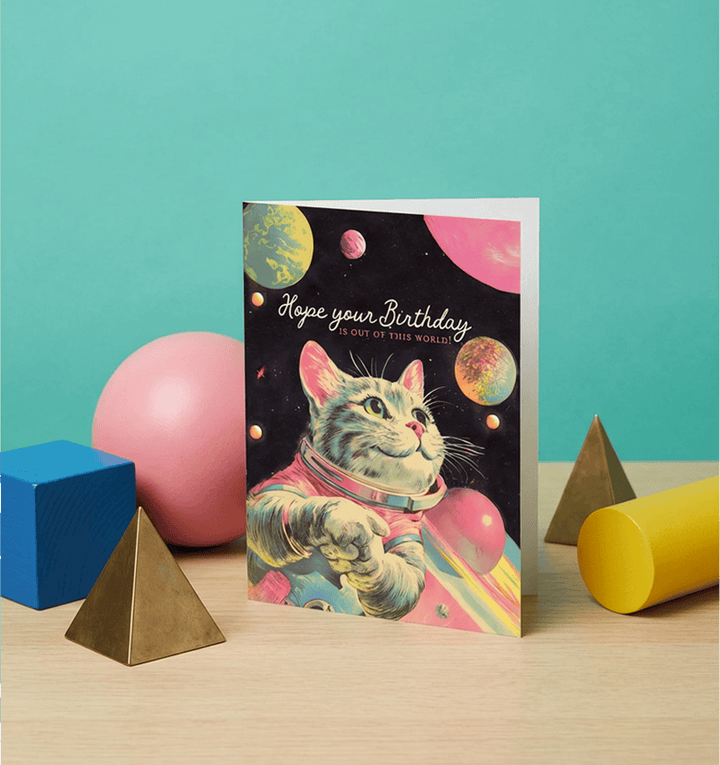 OffensiveDelightful Cards OUT OF THIS WORLD spacecat birthday card
