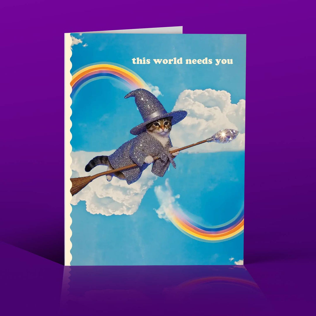 offensivedelightful Cards Sparkle Rainbow Cat Card