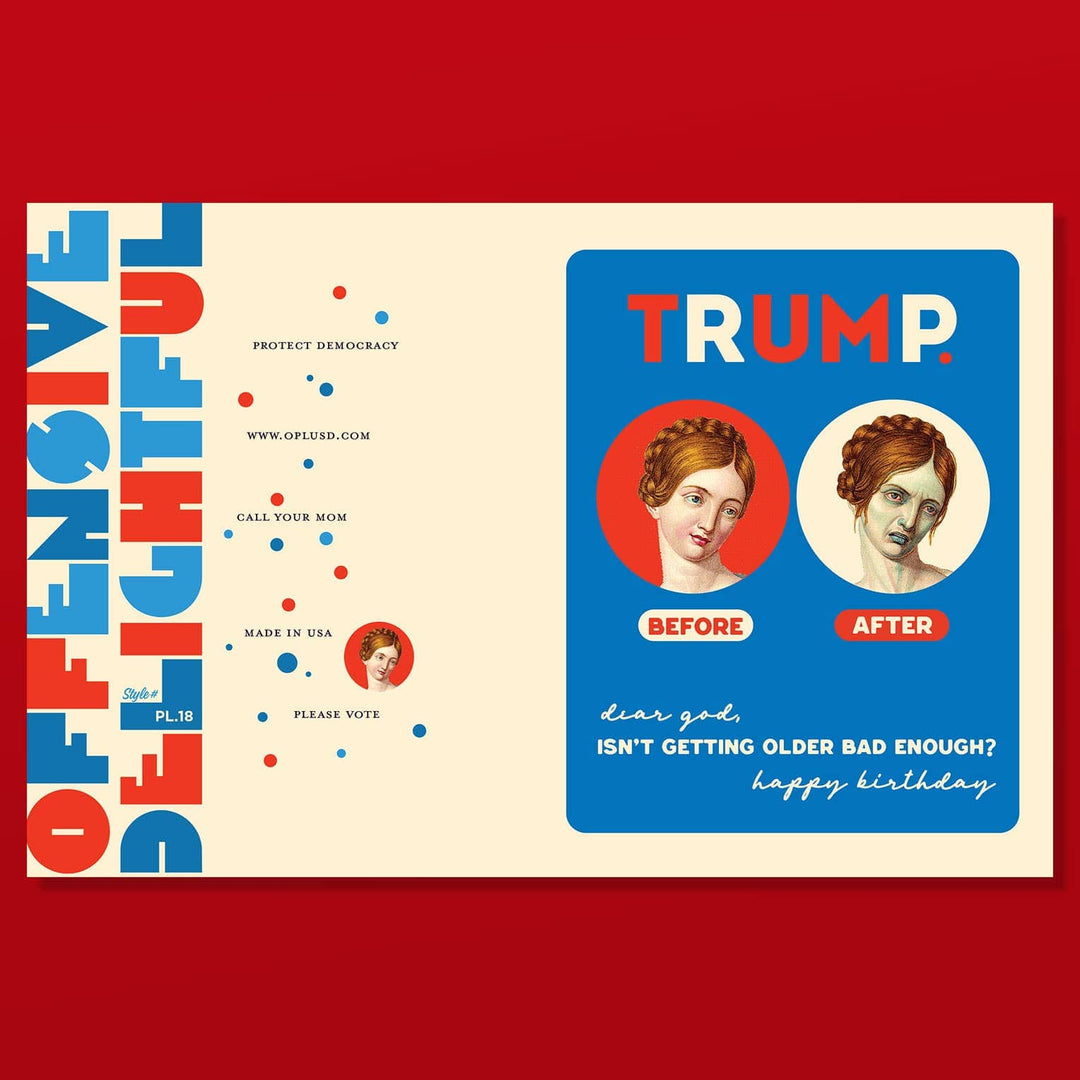 OffensiveDelightful Cards TRUMP. Before and After - funny political card