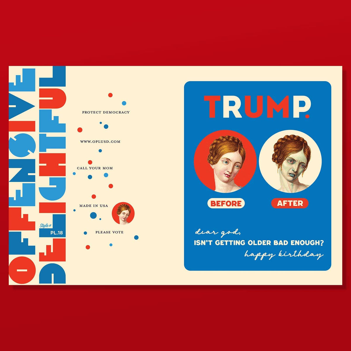 OffensiveDelightful Cards TRUMP. Before and After - funny political card