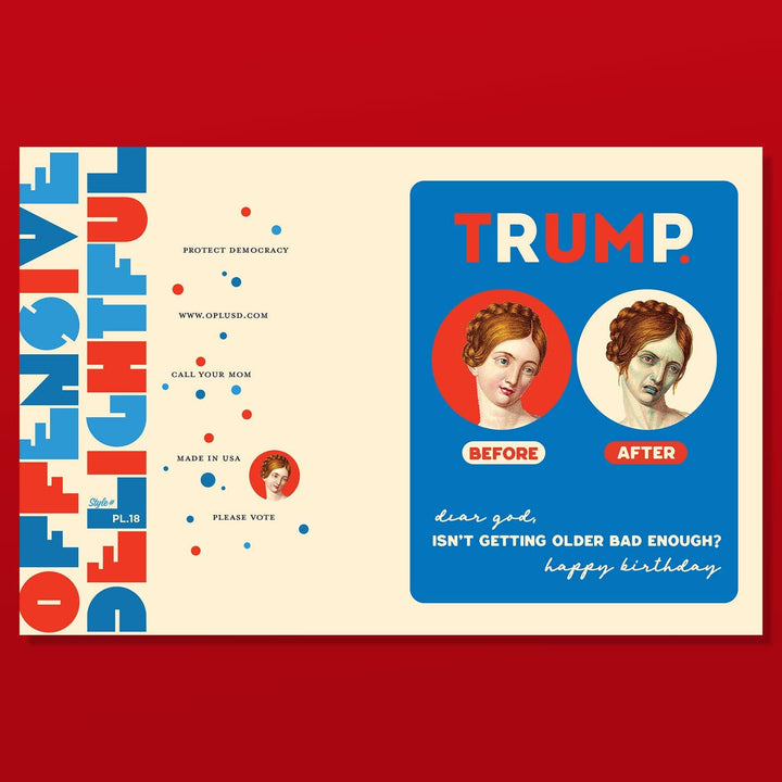 OffensiveDelightful Cards TRUMP. Before and After - funny political card