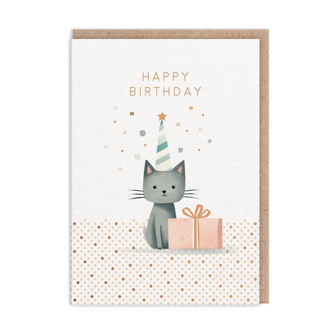 Ohh Deer Greeting Card Cat Happy Birthday Card