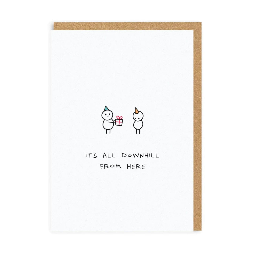 Ohh Deer Greeting Card It's All Downhill from Here Birthday Card