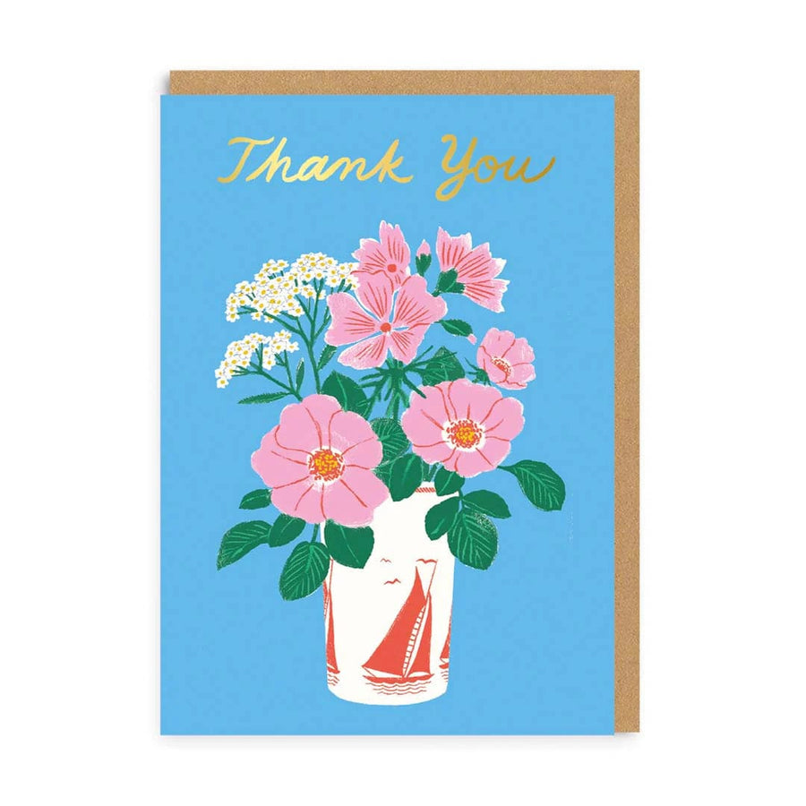 Ohh Deer Greeting Card Thank you Floral Vase Greeting Card