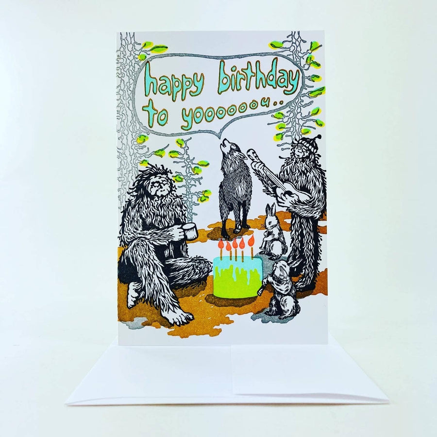 Old School Stationers Card Birthday song. Sasquatch & friends. Wolf solo!