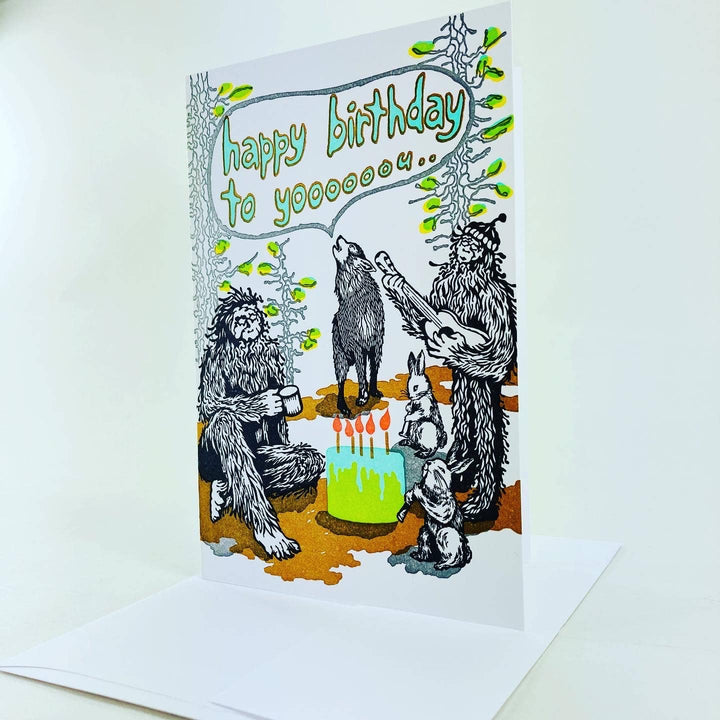 Old School Stationers Card Birthday song. Sasquatch & friends. Wolf solo!