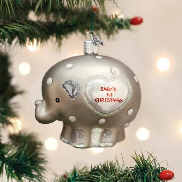 Old World Christmas Holiday Baby's 1st Elephant Ornament
