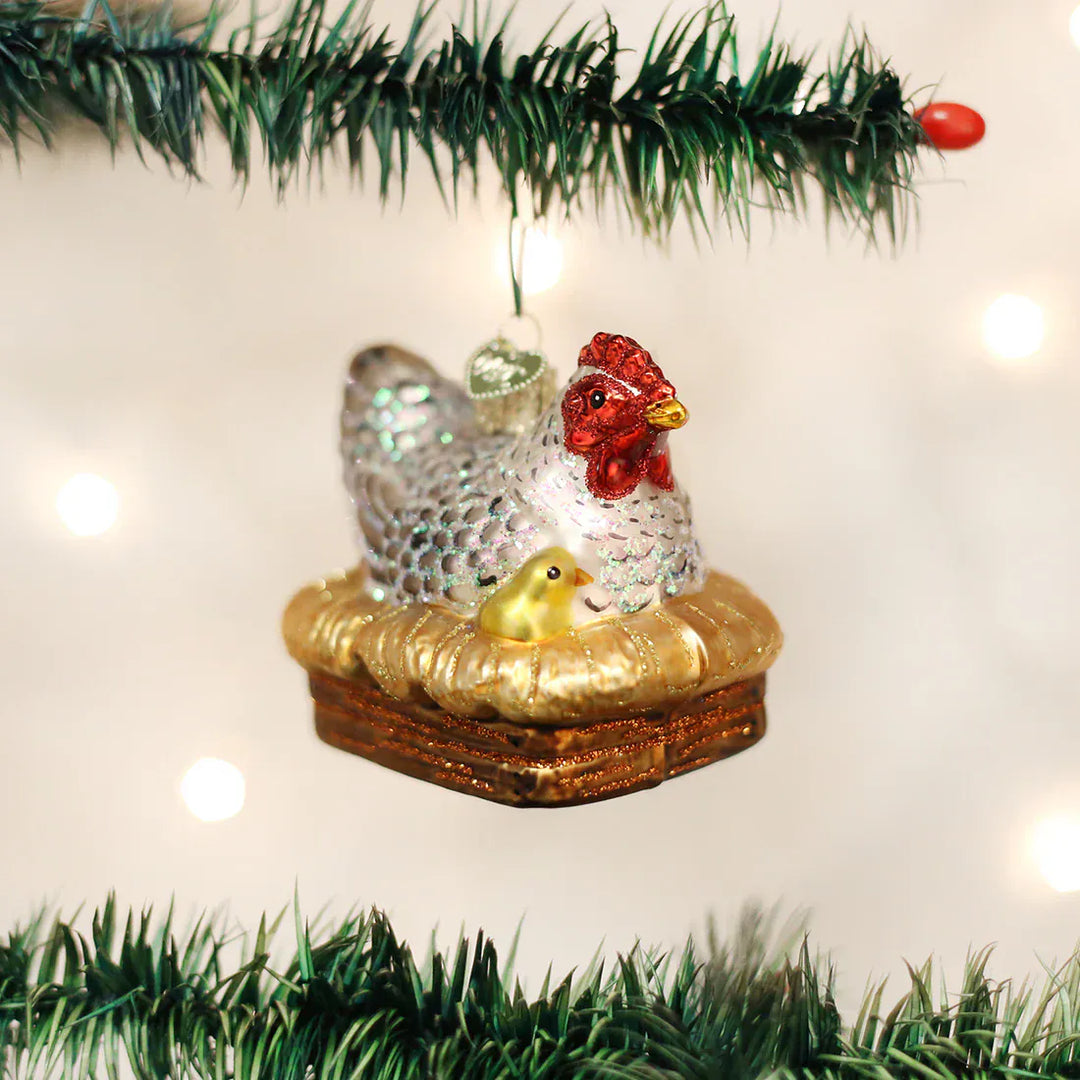 Old World Christmas Holiday Hen On Nest Ornament