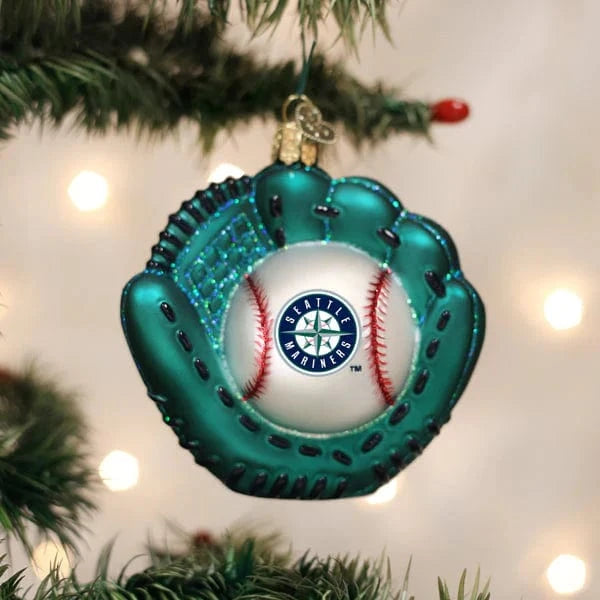 Old World Christmas Holiday Mariners Baseball Mitt Ornament
