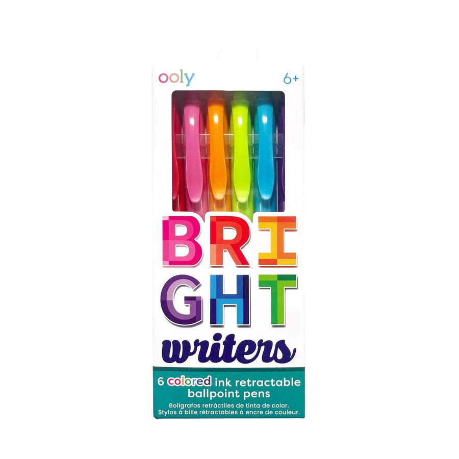 OOLY Art Supply Bright Writers Colored Ink Retractable Ballpoint Pens - Set of 6