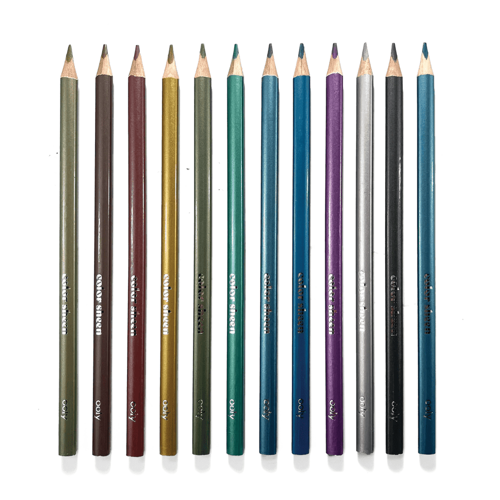 OOLY Art Supply Color Sheen Metallic Colored Pencils - Set of 12