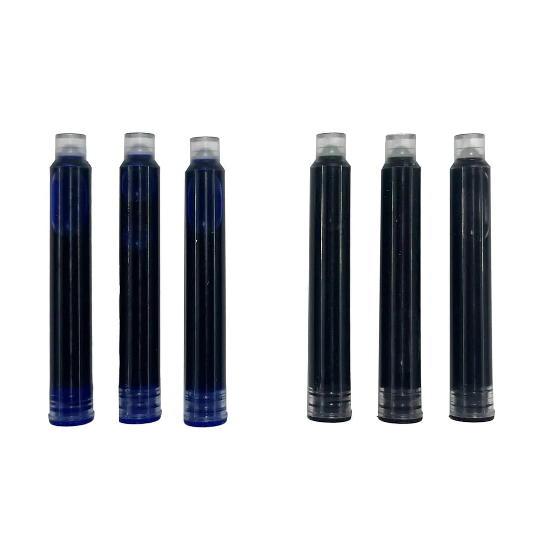 OOLY Art Supply Splendid Duo Fountain Pen Refills - 3 Black & 3 Blue Ink Cartridges