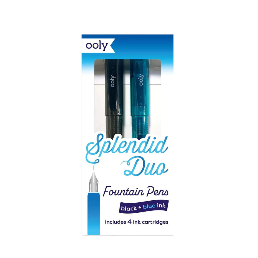 OOLY Art Supply Splendid Duo Fountain Pens - Black & Blue Ink - Set of 2