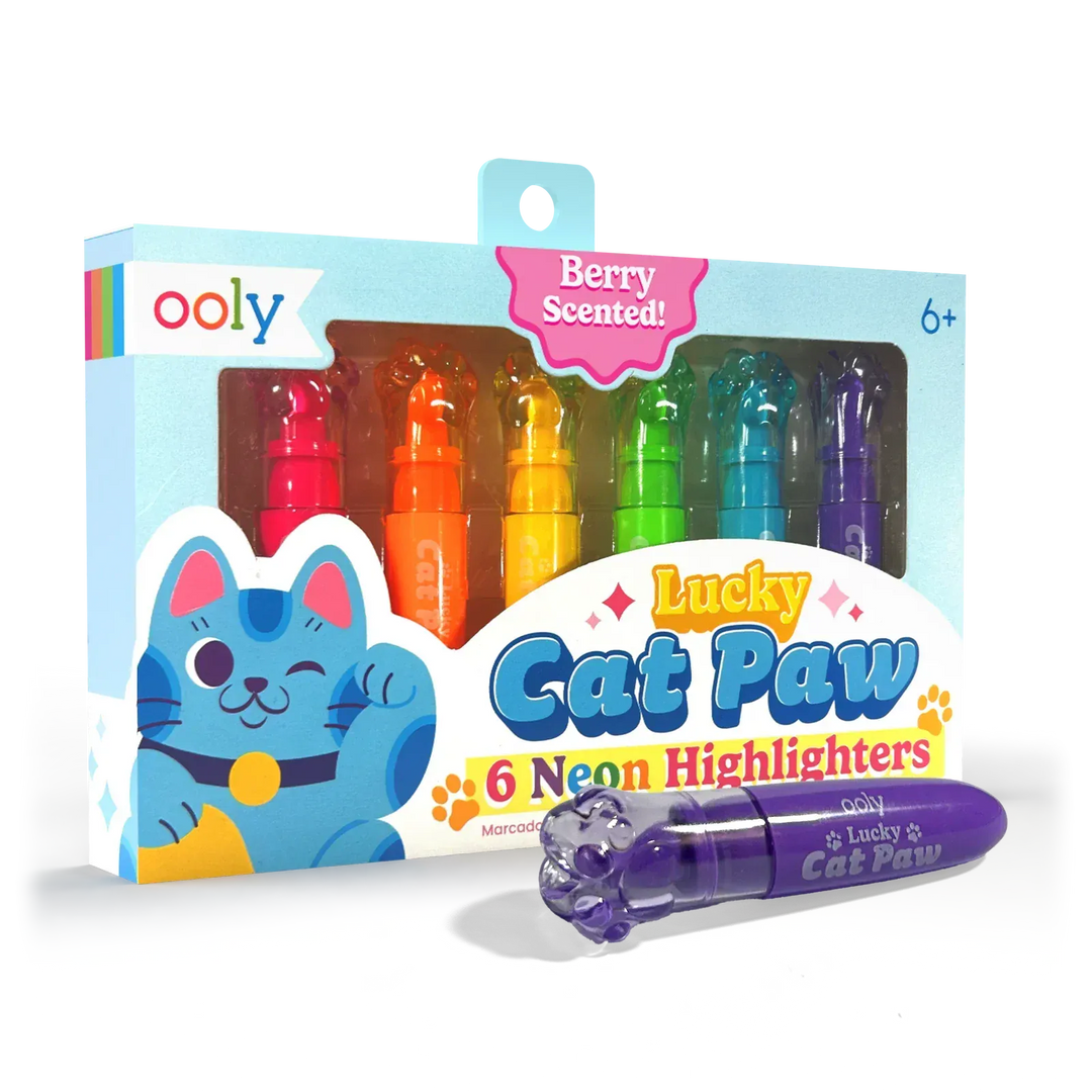 OOLY Lucky Cat Paw Scented Neon Highlighters - Set of 6 | OOLY