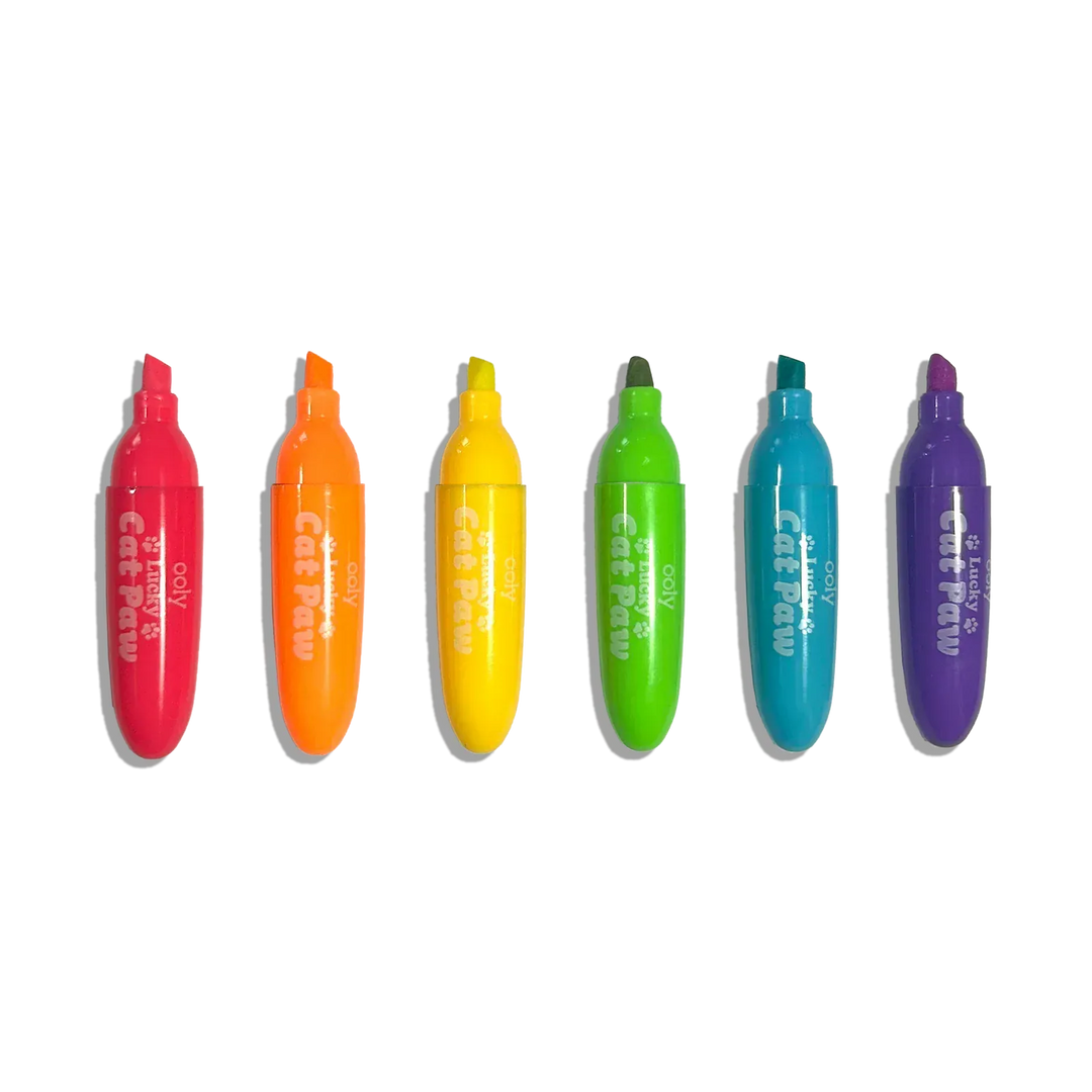 OOLY Lucky Cat Paw Scented Neon Highlighters - Set of 6 | OOLY