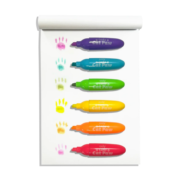 OOLY Lucky Cat Paw Scented Neon Highlighters - Set of 6 | OOLY