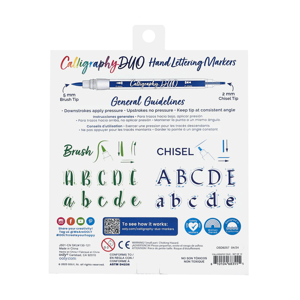 OOLY Markers Calligraphy Duo Double-Ended Markers - Set of 12 | OOLY