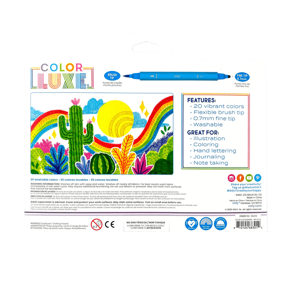 OOLY Markers Color Luxe Double-Ended Markers - Set of 20 | OOLY