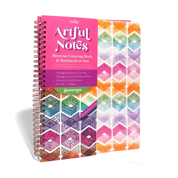 OOLY Paper Artful Notes Reverse Coloring Notebook - Geoscape
