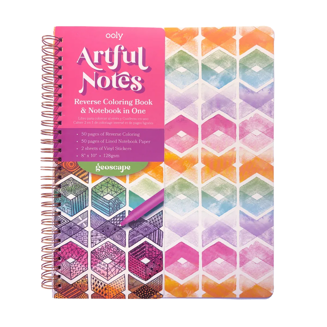 OOLY Paper Artful Notes Reverse Coloring Notebook - Geoscape