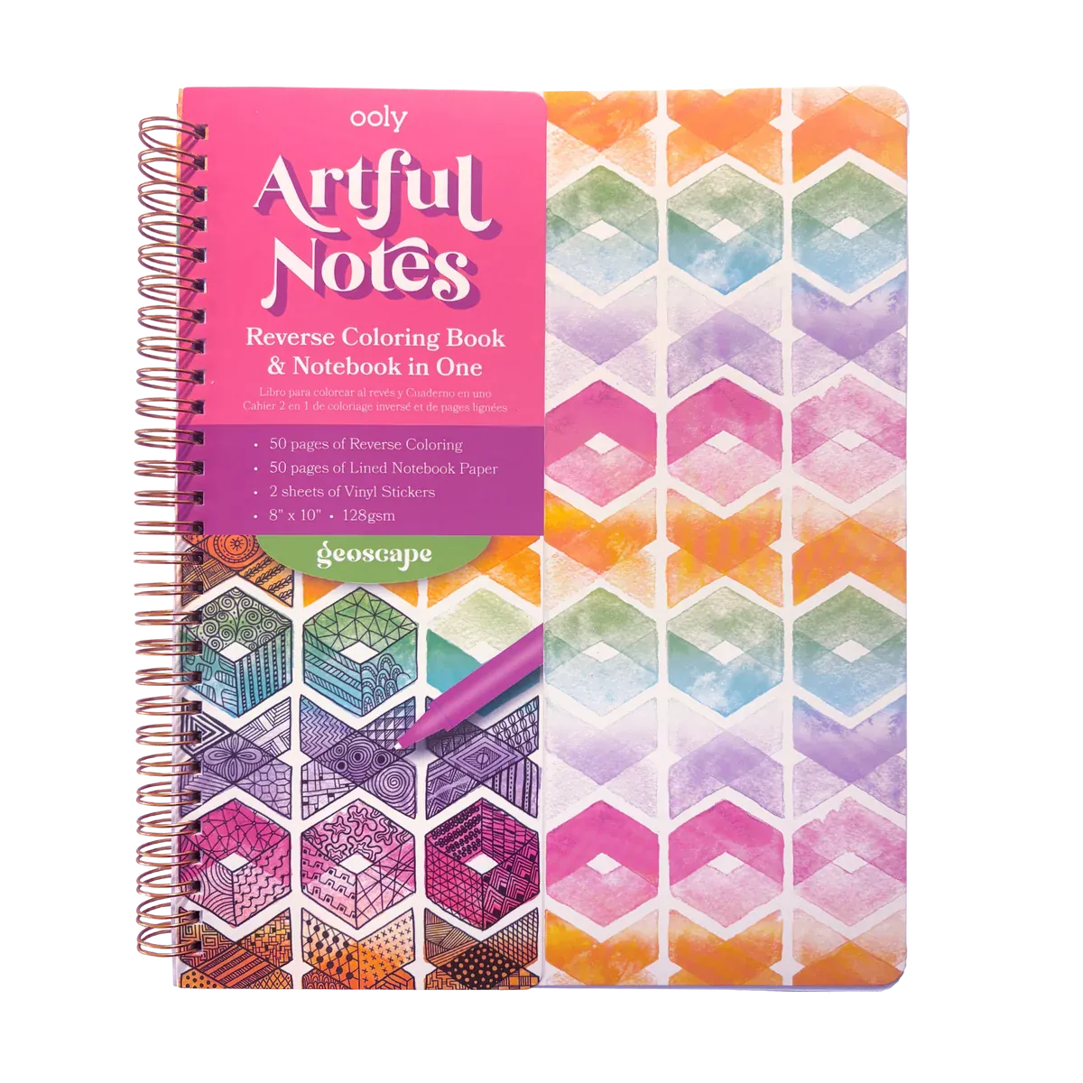 OOLY Paper Artful Notes Reverse Coloring Notebook - Geoscape