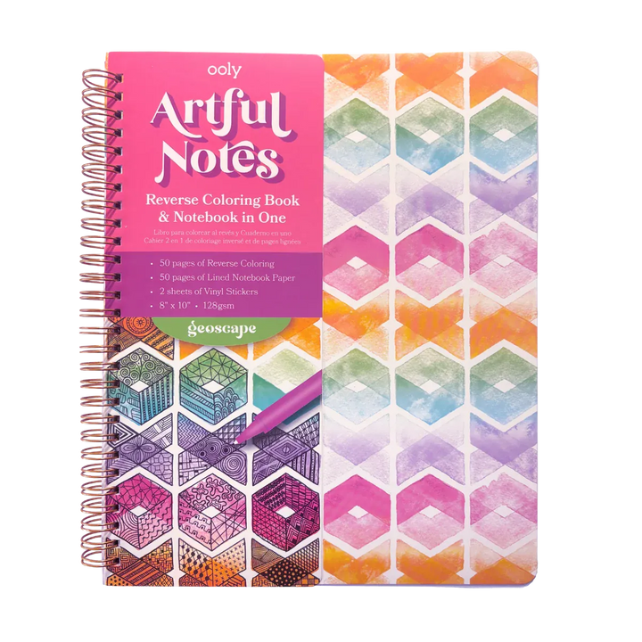 OOLY Paper Artful Notes Reverse Coloring Notebook - Geoscape