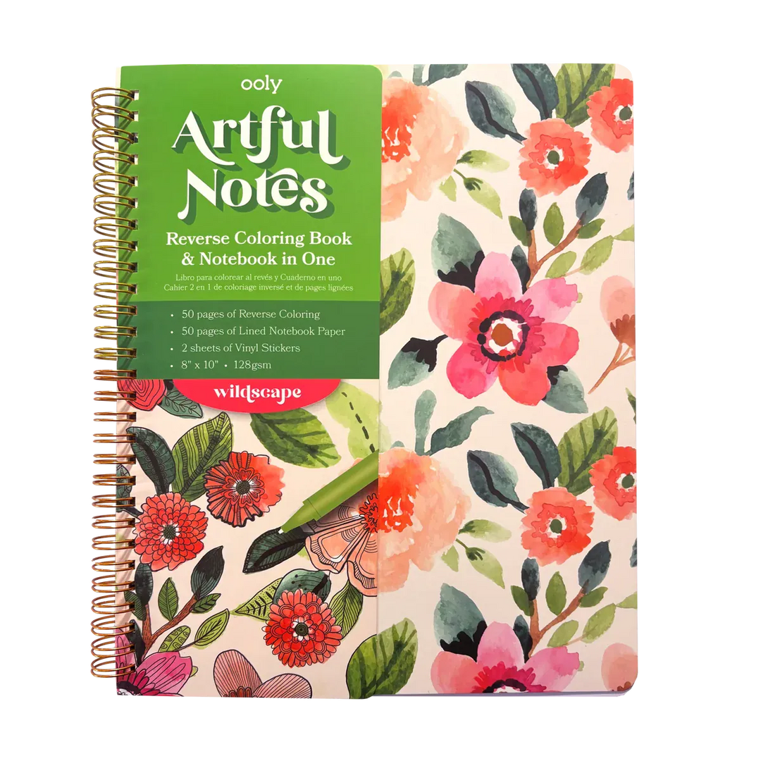 OOLY Paper Artful Notes Reverse Coloring Notebook - Wildscape