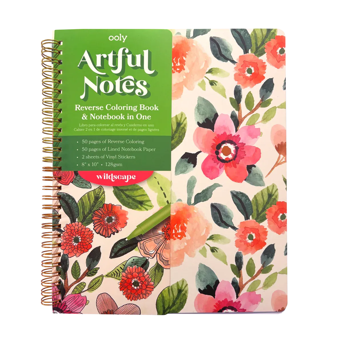 OOLY Paper Artful Notes Reverse Coloring Notebook - Wildscape