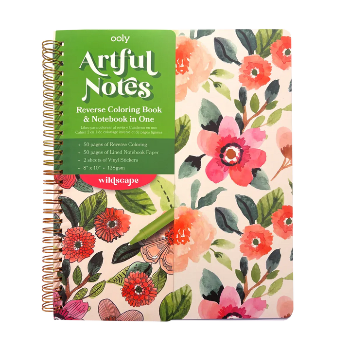 OOLY Paper Artful Notes Reverse Coloring Notebook - Wildscape