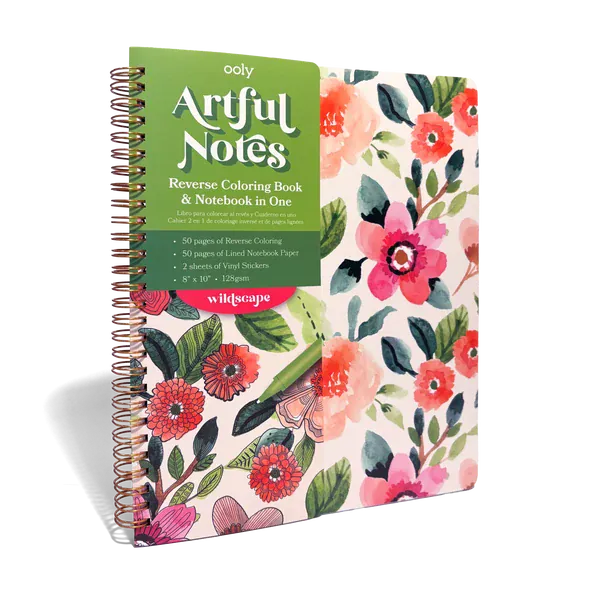 OOLY Paper Artful Notes Reverse Coloring Notebook - Wildscape